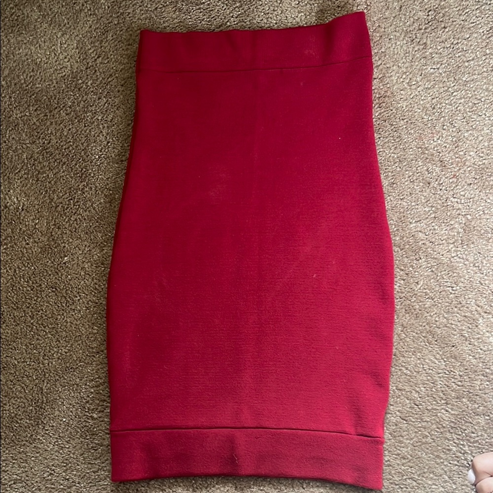 Knee length burgundy red skirt, very soft